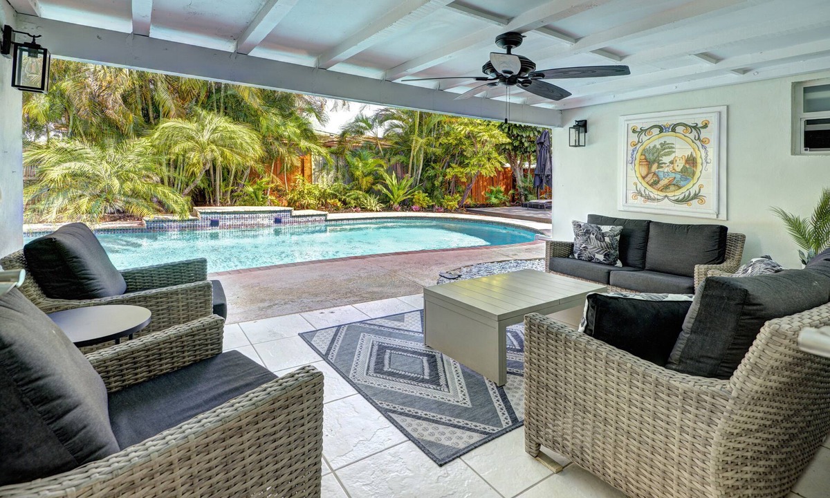 Deerfield Beach House | Coastal Modern Pool home just 2 miles from the beach! Tropical Oasis Backyard!