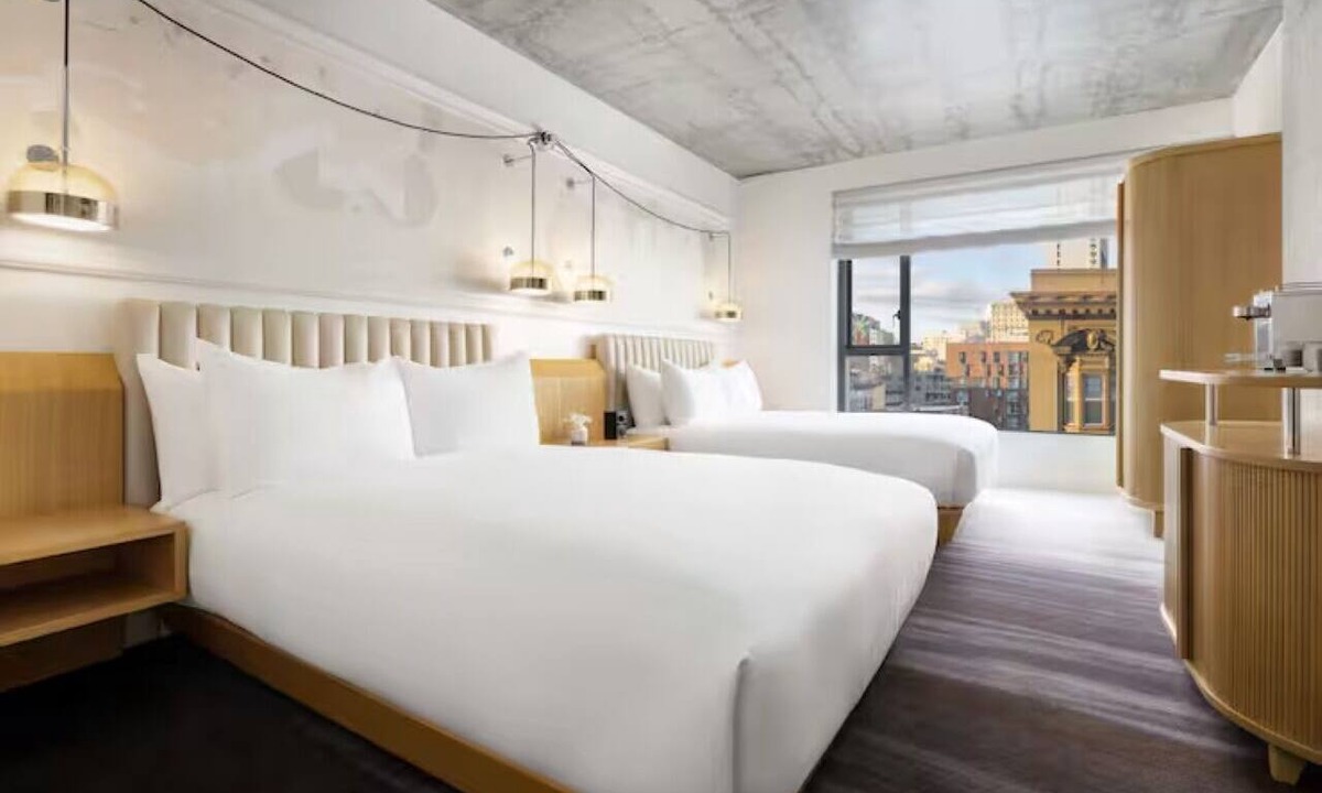 Tenderloin Hotel | Pet-Friendly Double Queen Room in Timbri Hotel, SF, Near Golden Gate Theatre