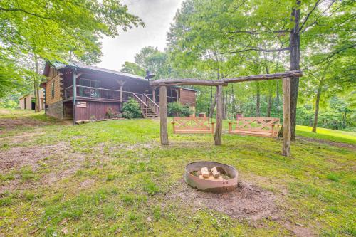 White Cottage House | Pond & Fire Pit: Charming Log Cabin near Blue Rock
