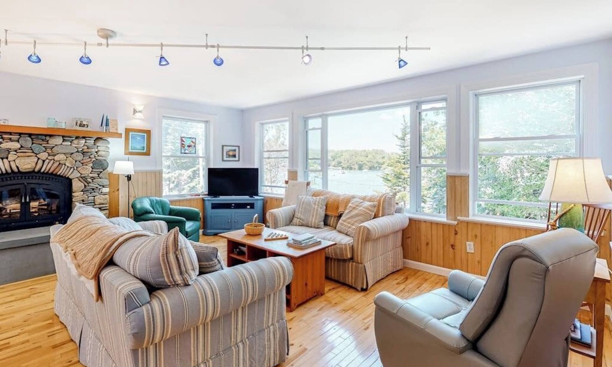 Phippsburg House | Secluded waterfront home with firepit, gas grill, kayaks, dock, balcony, & patio