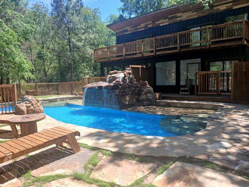 Plantersville House | Serene Forest Retreat Home with Waterfall Pool, Creek & canoe Access near Houston, Grimes County, Texas