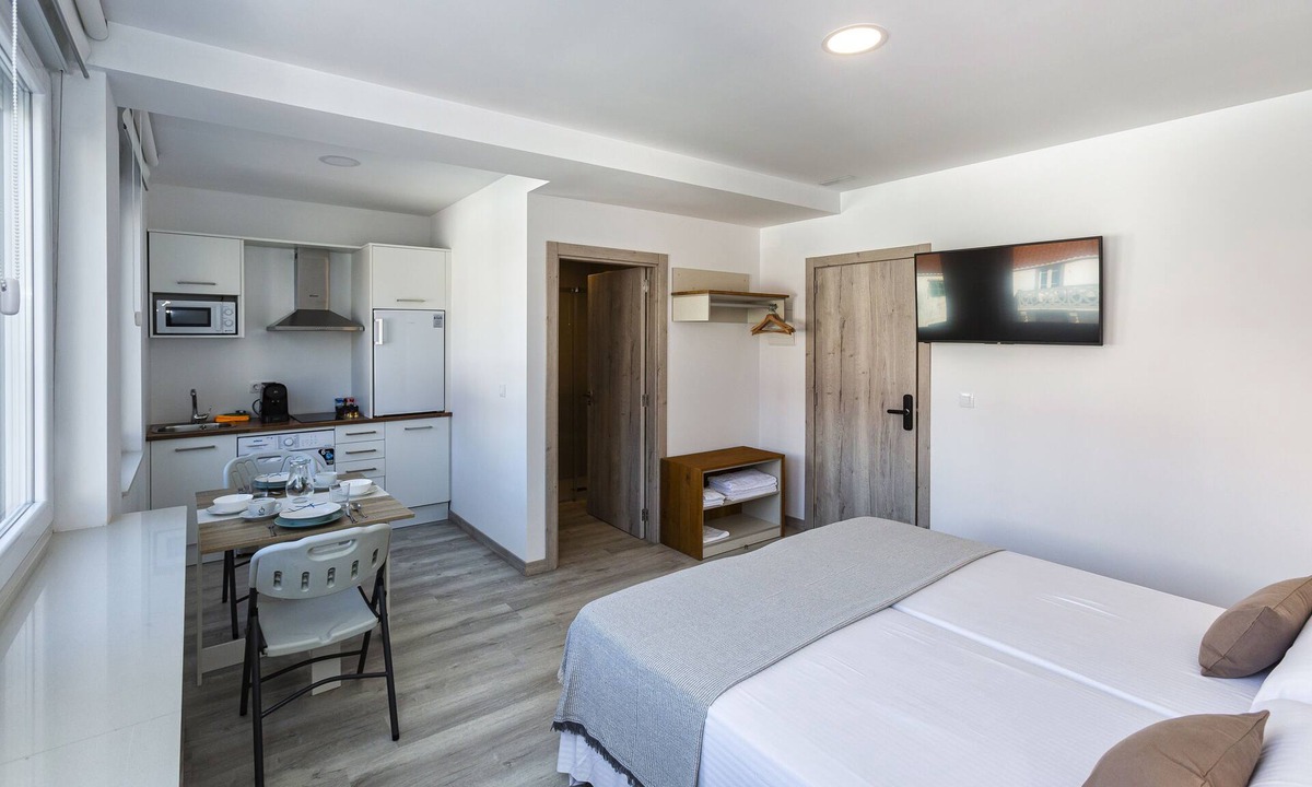 Muxia Apartment | Studio view square cabo da vila downtown Muxia