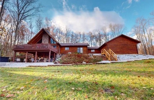 Austinburg House | Fall Get Away Time! Private Log Home- Sleeps 12, Fireplace ,Hot Tub, 17 acres!