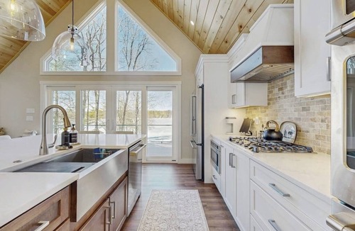Gray House | Lakefront properties with private beach, hot tub, dock, kayaks, grill & firepit