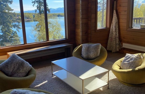Sand Lake House | Large luxurious lakefront home with water toys & mountain view