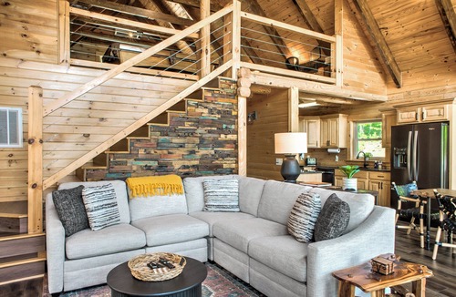Marion House | Laughing Logs: Mountain Cabin with Hot Tub, Games, & Stunning Views