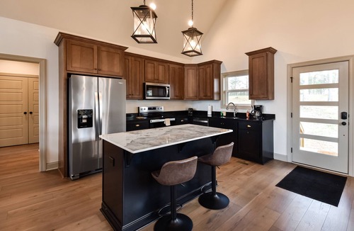 Ellijay House | Mountain view home with wood fireplace, game tables, firepit, & AC