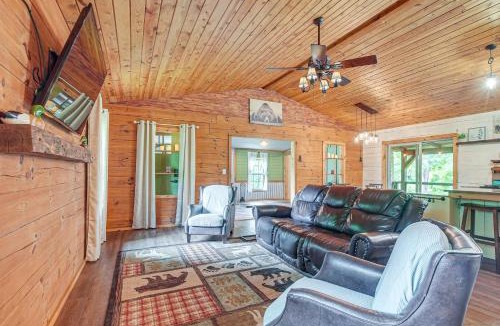 White Cottage House | Pond & Fire Pit: Charming Log Cabin near Blue Rock