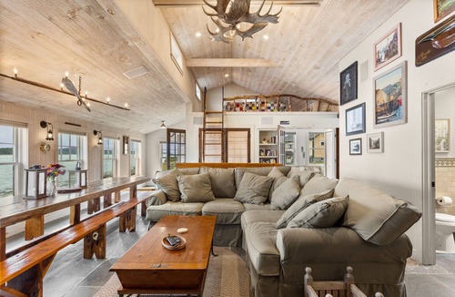 Winter Harbor Cottage | The Boathouse feet from the ocean, modern farmhouse décor with spectacular views