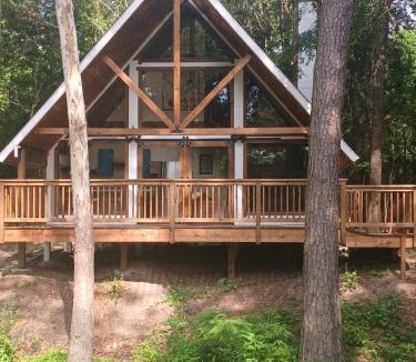 Plantersville House | Waterfront Texas Cabin in a Magical Forest Resort