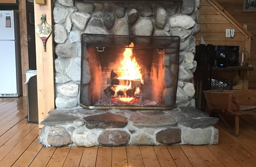 Embden House | Welcome to the Hideaway! Log Home, Private Shore. Stone Fireplace.Pet Friendly!