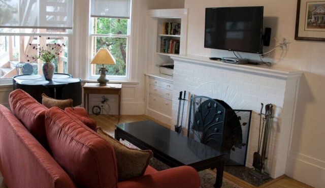 A quiet apartment on a tree line street in the middle of the city