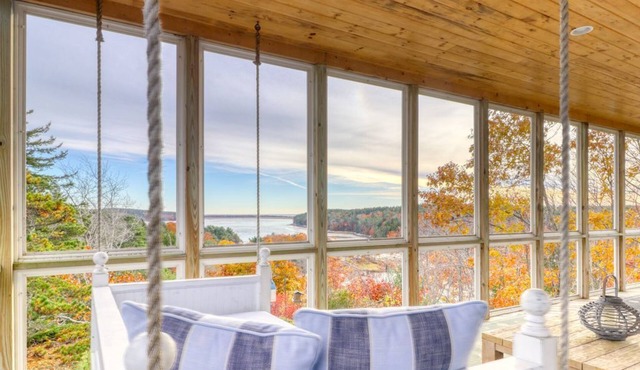 Bayfront home with 270-degree views, large deck & porch - near Popham Beach