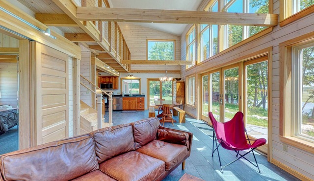 Bayfront home with gorgeous water views, dock, outdoor patio, fireplace