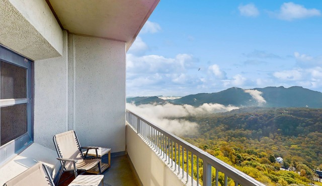 Beautiful furnished mountaintop condo w/shared pools, hot tub, & a sauna