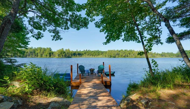 Private Dock & Deck: Tranquil Dam Pond Cottage!