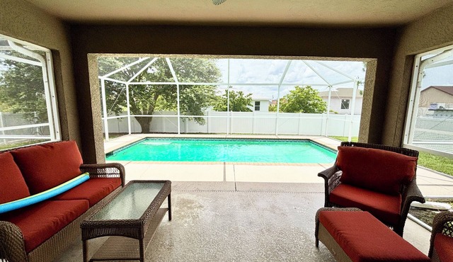 Salt water, screened-in heated pool house and lanai
