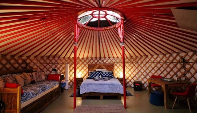 Stay in an Authentic Mongolian Yurt with Private Hot Tub in Morell
