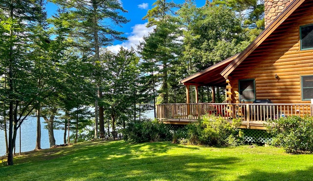 Waterfront log cabin nestled in the woods providing unparalleled privacy